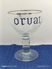 Ancien verre abbaye d'orval Orval decor pied liseret argenté