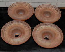 ANCIEN LOT DE 4 COUPELLES D'UN LUSTRE EN VERRE GRAIN DE RIZ ROSE 1920