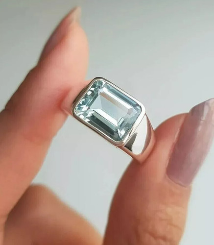 Bague aigue marine bleue - bleue,