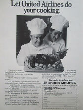 5/1976 PUB UNITED AIRLINES FOOD SERVICE COOKING FLIGHT KITCHEN CHEF ORIGINAL AD