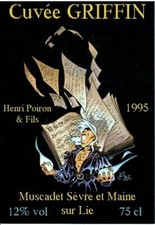 ETIQUETTE DE VIN MUSCADET SEVRE ET MAINE 1995 HENRI POIRON ILLUSTREE PAR CRISSE 
