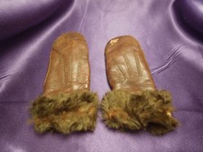 Vintage Small Brown Leather and Fur Children's Winter Glove