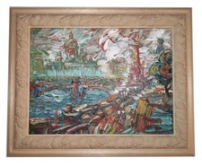 Tableau Ancien, Silantiev, Le Pont du Palais, Saint Petersbourg, Artiste Russe