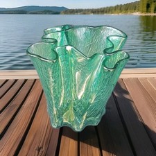  Beau vase mouchoir Furu Hadeland glassverk Verrerie D'art Norvège Vintage 70-80