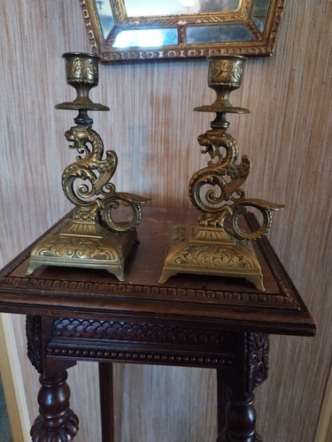 Paire bougeoirs bronze - paire,