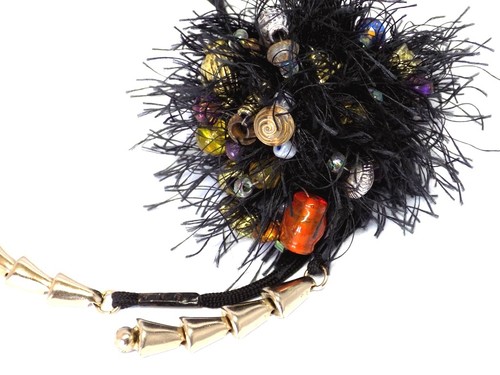 Bijoux sac pompon noir - sac,