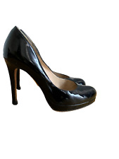 LK Bennett Escarpins Noir en Cuir Verni Plateforme Talon Taille EU 37,5 