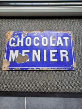 plaque publicitaire émaillée ancienne CHOCOLAT MENIER bombée émail JAPY