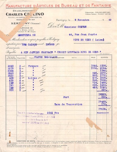 1949 manfacture articles de - d,