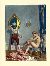 Auguste LEROUX . Casanova. l'amour ! pochoir sur  papier JAPON ! Nu ! Érotique