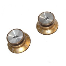 2 Boutons Tone Metrique en plexi NON grave Dore Silver reflector Style Gibson SG