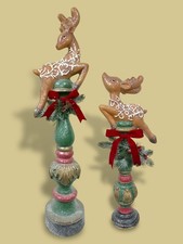 XL Décoration De Noël Cerf Colonne Rétro Brillant 68Cm Ou 104Cm EDG