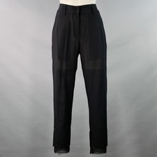 ANN DEMEULEMEESTER Taille 8 Noir Rayon Mélange Plat Avant Robe Superposé Pants