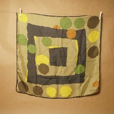 foulard carré soie Bianchini Ferier kaki décor abstrait tâches vintage 70 80