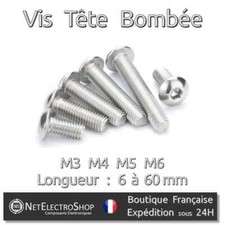 Vis Tête Bombée BHC,Inox A2, 6 pans Hexagonale, M3 M4 M5 M6, 6 à 60mm