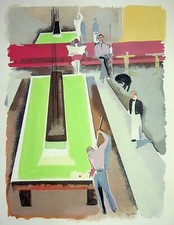 Milivoj UZELAC : Le billard, Lithographie originale signée