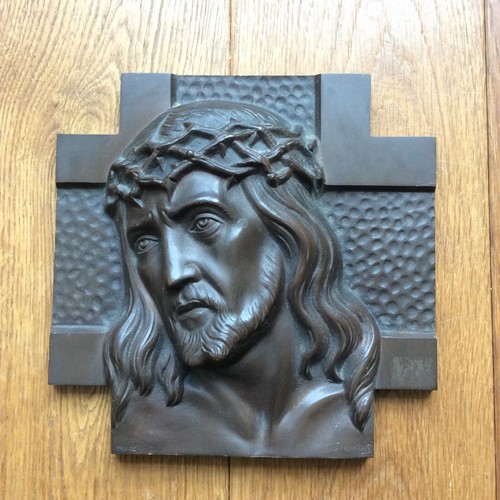Plaque bronze patine - en,
