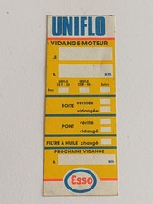 sticker vintage étiquette compartiment moteur VIDANGE Huile UNIFLO ESSO 9/3,5 cm