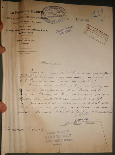 Ancienne lettre chemin fer - lettre,
