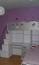 Lit mezzanine combiné Coco gris et blanc