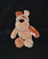 Peluche doudou chien brun marron roux NICI & ours rose dans sa poche 17 cm NEUF
