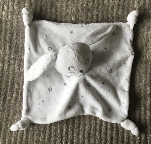 Doudou lapin blanc étoiles - blanc,