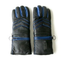 Authentique  vintage paire de gants de Moto en cuir - Noir Bleu Neuf - T 10