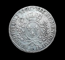 Louis XVI, Demi Écu Aux Branches D'olivier 1791 A Paris