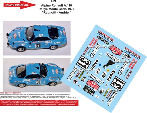 Decals ref 0429 alpine - 1/24,