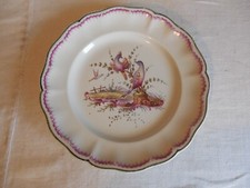 ASSIETTE A PIEDOUCHE DECOR PEINT A LA MAIN signé ROVINA EPINAL