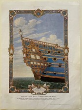 Illustration en couleur début XXème "le Soleil Royal" Vaisseau amiral de France.
