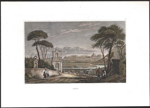 1844 gravure aquarellée rome - 1844,