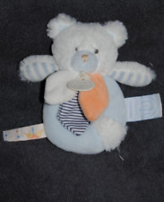 ?DOUDOU ET COMPAGNIE DC2930 Ours Hochet Les Gommettes Bleu Blanc Orange NEUF