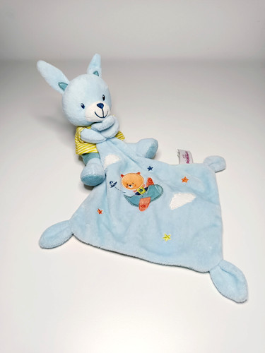 Doudou peluche lapin bleu - doudou,