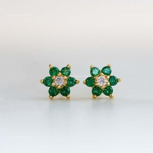14k émeraude clous - 14k,