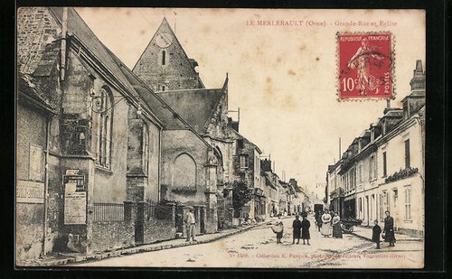 Cpa merlerault grande rue - merlerault,,