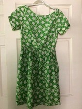 Andrew Marc New York Dress Women 4 Summer Green Celtic Print 