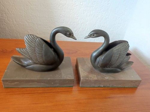 Paire serre livres cygne - paire, serre-livres