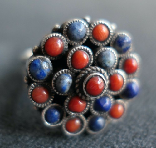 Bague lapis lazuli - lazuli, corail