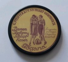 ANCIEN MIROIR DE POCHE PUBLICITAIRE G.PFEIFFER STUTTGART VETEMENTS ART DÉCO 