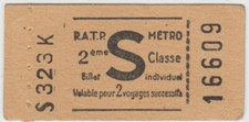 TICKET MÉTRO RATP S 2ème
