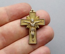 French, Vintage Religious Crucifix. Cross. Jesus Christ. Medal, Pendant.
