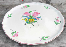 Grand plat assiette en faïence de Lunéville K&G décor réverbère Tulipes