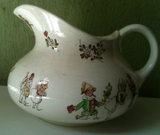 BROC DE TOILETTE SIGNÉ K & B.F. BOCH FRÈRES PIERROT ARLEQUIN ENFANTS XIX/XXÈME