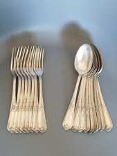 Couverts Ercuis Modèle Louis XV métal Argenté 8 Fourchettes Et 9 Cuillères