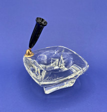 Daum France – Porte-stylo / presse-papier / cendrier en cristal taillé vintage