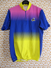 Maillot Hoocker Vintage 90'S Géométrique Jaune bleu VTT Homme - L