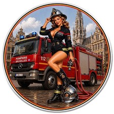 Sticker Pin-Up Pompiers