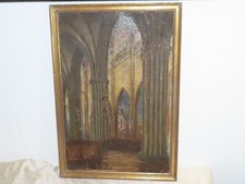 Peinture " Vue Intérieure D'une Église" Monogrammée!