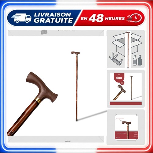 Canne marche bois marron - bois,